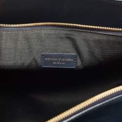 Pre Owned Aspinal Of London Navy Blue Leather Large Marylebone Tote