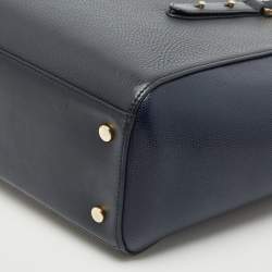 Pre Owned Aspinal Of London Navy Blue Leather Large Marylebone Tote