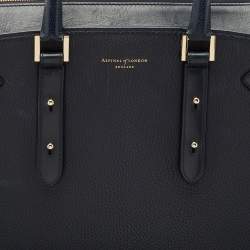 Pre Owned Aspinal Of London Navy Blue Leather Large Marylebone Tote
