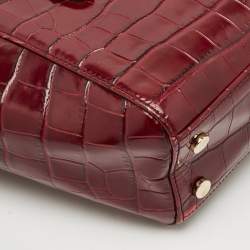 Aspinal of London Burgundy Croc Embossed Leather Marylebone Top Handle Bag