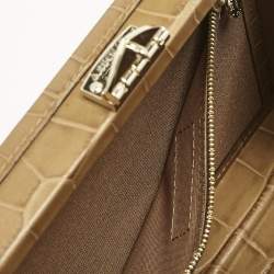 Aspinal Of London Tan Croc Embossed Leather Trunk Top Handle Bag
