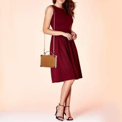 Aspinal Of London Tan Croc Embossed Leather Trunk Top Handle Bag