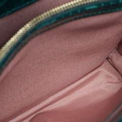 Pre Owned Aspinal of London Green Croc Embossed Patent Leather Small Mayfair Top Handle Bag