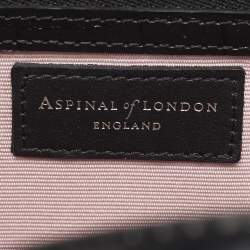 Pre Owned Aspinal Of London Black Croc Embossed Leather Trunk Top Handle Bag