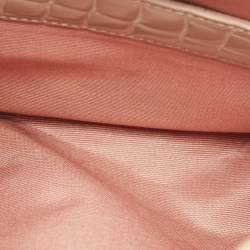 Pre Owned حقيبة يد علوية اسبينال أف لندن فلورنس جلد براءة اختراع منقوشة بنقشة التمساح بيج صغيرة