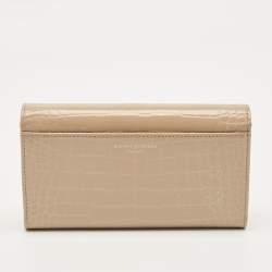 مملوكة مسبقًا Aspinal Of London Mayfair Beige Croc Embossed Patent Leather Continental Wallet