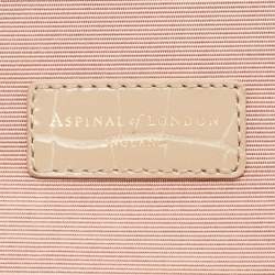 مملوكة مسبقًا Aspinal Of London Mayfair Beige Croc Embossed Patent Leather Continental Wallet