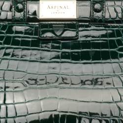 Pre Owned حقيبة أسبينال أوف لندن فلورنس جلد براءات اختراع منقوش تمساح أخضر غامق