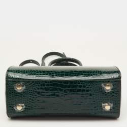 Pre Owned حقيبة أسبينال أوف لندن فلورنس جلد براءات اختراع منقوش تمساح أخضر غامق