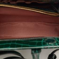 Pre Owned حقيبة أسبينال أوف لندن فلورنس جلد براءات اختراع منقوش تمساح أخضر غامق