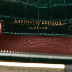 Pre Owned حقيبة أسبينال أوف لندن فلورنس جلد براءات اختراع منقوش تمساح أخضر غامق