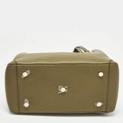 Pre Owned Aspinal Of London Midi London Olive Green Leather Tote