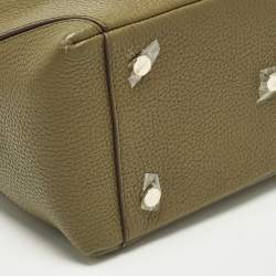 Pre Owned Aspinal Of London Midi London Olive Green Leather Tote