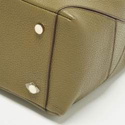 Pre Owned Aspinal Of London Midi London Olive Green Leather Tote