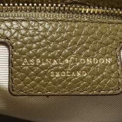 Pre Owned Aspinal Of London Midi London Olive Green Leather Tote