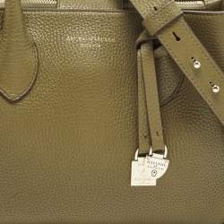 Pre Owned Aspinal Of London Midi London Olive Green Leather Tote