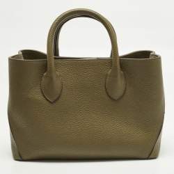 Pre Owned Aspinal Of London Midi London Olive Green Leather Tote