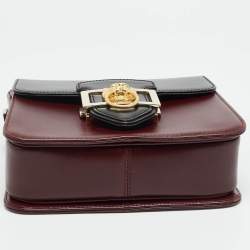 مملوكة مسبقًا حقيبة اسبينال أف لندن ليون لانزداون جلد أسود/عنابي بحجم صغير يد علوية