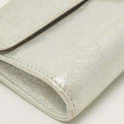 Pre Owned Aspinal Of London Mayfair Silver Textured Leather Chain Clutch