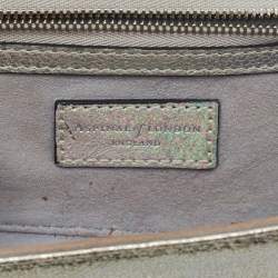 Pre Owned Aspinal Of London Mayfair Silver Textured Leather Chain Clutch