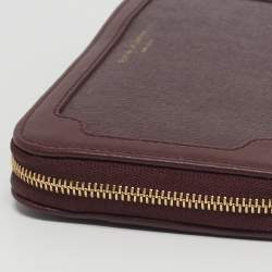 Pre Owned Aspinal Of London Burgundy Leather Zip Continental Wallet