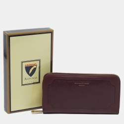 Pre Owned Aspinal Of London Burgundy Leather Zip Continental Wallet