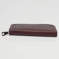 Pre Owned Aspinal Of London Burgundy Leather Zip Continental Wallet