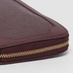 Pre Owned Aspinal Of London Burgundy Leather Zip Continental Wallet
