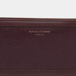 Pre Owned Aspinal Of London Burgundy Leather Zip Continental Wallet