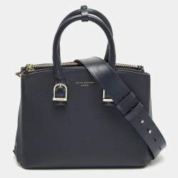 مملوكة مسبقًا Aspinal Of London Midi Madison Navy Blue Leather Tote