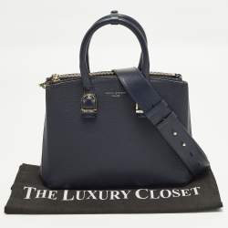 مملوكة مسبقًا Aspinal Of London Midi Madison Navy Blue Leather Tote