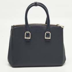 مملوكة مسبقًا Aspinal Of London Midi Madison Navy Blue Leather Tote