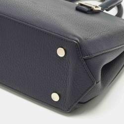 مملوكة مسبقًا Aspinal Of London Midi Madison Navy Blue Leather Tote