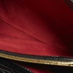 Pre Owned Aspinal of London Mayfair Small Black Croc Embossed Patent Leather Top Handle Bag