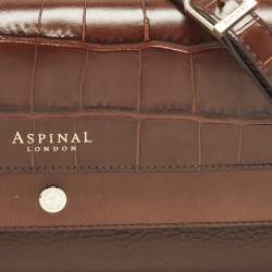 Pre Owned حقيبة كتف اسبينال أف لندن هامبتون جلد نقشة التمساح وبني