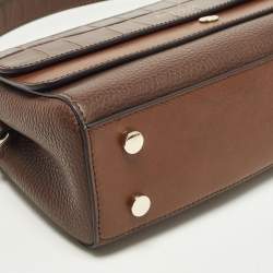 Pre Owned حقيبة كتف اسبينال أف لندن هامبتون جلد نقشة التمساح وبني