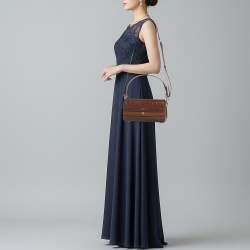 Pre Owned حقيبة كتف اسبينال أف لندن هامبتون جلد نقشة التمساح وبني