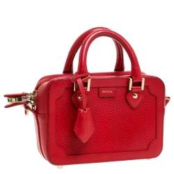 Aspinal of London Red Lizard Embossed Leather Mini Sofia Shoulder Bag