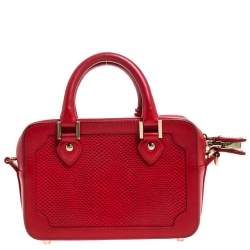 Aspinal of London Red Lizard Embossed Leather Mini Sofia Shoulder Bag