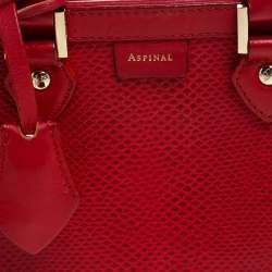 Aspinal of London Red Lizard Embossed Leather Mini Sofia Shoulder Bag
