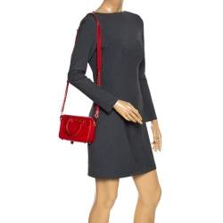 Aspinal of London Red Lizard Embossed Leather Mini Sofia Shoulder Bag