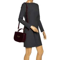 Pre Owned Aspinal Of London Burgundy Leather Letterbox Saddle Top Handle Bag