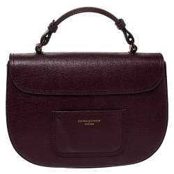 Pre Owned Aspinal Of London Burgundy Leather Letterbox Saddle Top Handle Bag