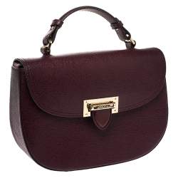 Pre Owned Aspinal Of London Burgundy Leather Letterbox Saddle Top Handle Bag