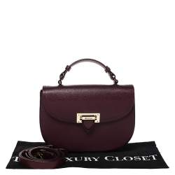 Pre Owned Aspinal Of London Burgundy Leather Letterbox Saddle Top Handle Bag