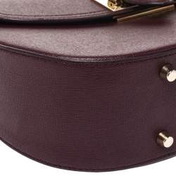 Pre Owned Aspinal Of London Burgundy Leather Letterbox Saddle Top Handle Bag