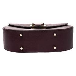 Pre Owned Aspinal Of London Burgundy Leather Letterbox Saddle Top Handle Bag