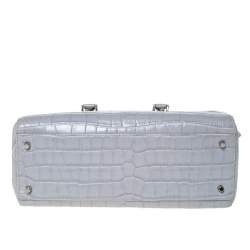 Aspinal Of London Grey Croc Embossed Leather Brook Street Tote