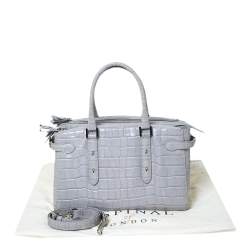 Aspinal Of London Grey Croc Embossed Leather Brook Street Tote