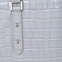 Aspinal Of London Grey Croc Embossed Leather Brook Street Tote